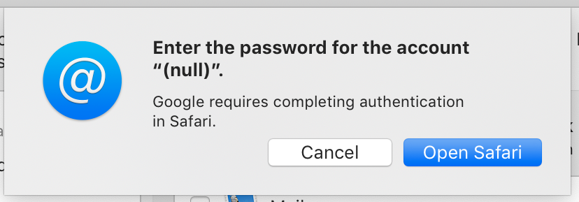 Mail app in mac not connecting to gmail login